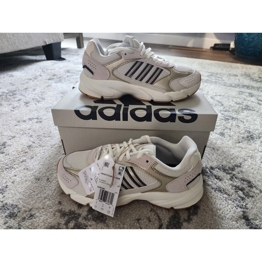 adidas Crazychaos 2000 Running Sz 6.5 Womens Off White Sneakers Athletic Shoes